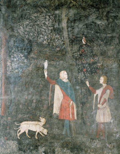 A Gentleman Hawking, from the Stag Room, 1343 by French School