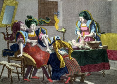 A Greek Woman from the Archipelago Giving Birth by French School