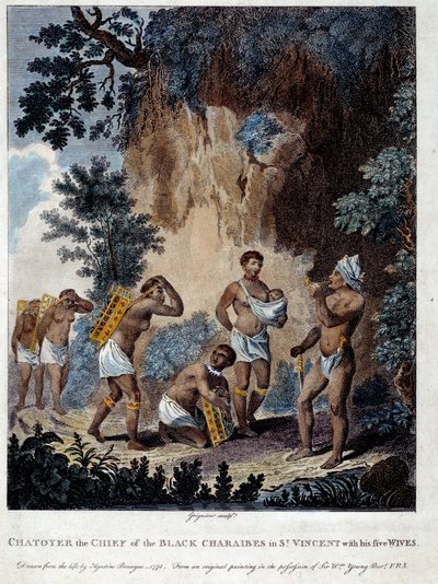 A Karib Chief from the Island of Saint Vincent in the West Indies with His Five Women by French School
