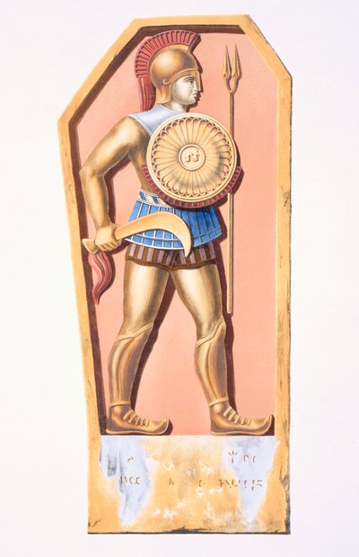 A Lycaonian soldier, copy of a gravestone from a colony at Konya, Turkey, from Description de l