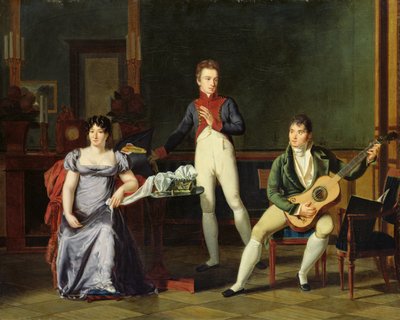 A Musician and his Family, possibly Fernando Sor by French School