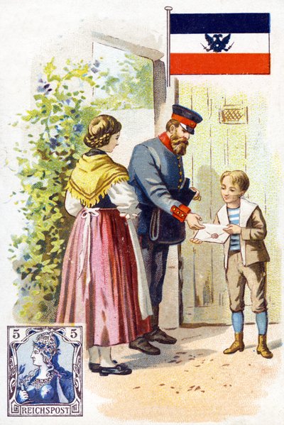 A Postman in Germany delivering a letter, late 19th century by French School