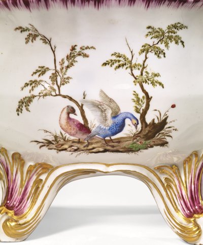 A Vincennes Two-Handled Circular Tureen, Cover & Stand, c.1750 by French School