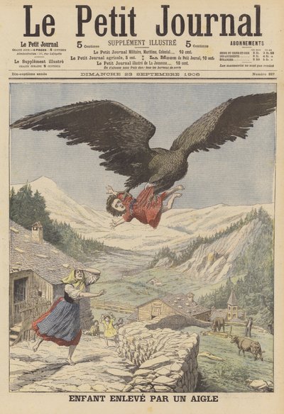 A child carried off by an eagle in the Italian Alps by French School