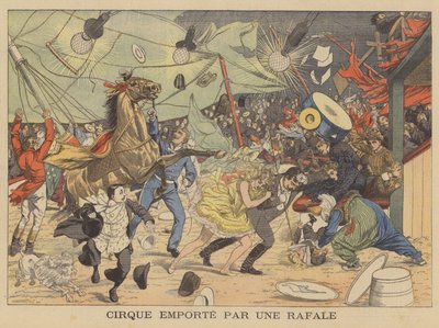 A Circus Tent Carried Away by a Gust of Wind by French School