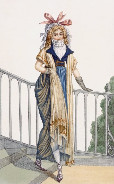 A country style walking dress, illustration from Journal des Dames et des Modes, 1797 by French School