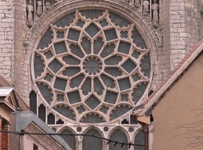 An Exterior View of the North Rose Window by French School