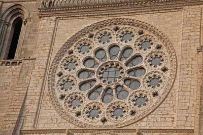 An exterior view of the west rose window by French School