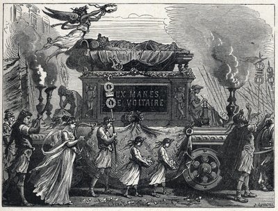 A funeral tank carrying Voltaire