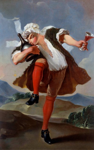 A good bottle of wine merchant sign by French School
