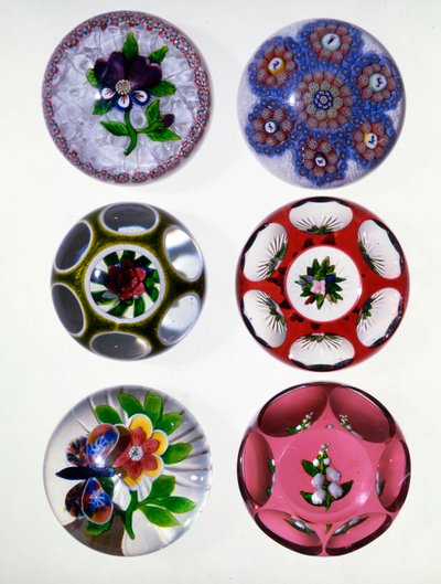 A group of St. Louis concentric Millefiori weights by French School