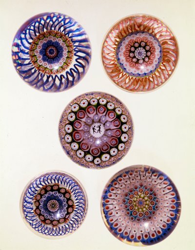 A group of St. Louis concentric Millefiori weights by French School