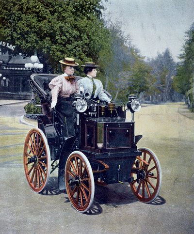 A petrol-powered Panhard Levassor Phaeton with starting handle, 1896 by French School