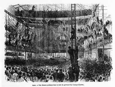 A Public Meeting in the Gymnasium Hall of the Champs-Elysées in Paris - in La Presse illustrée n°104, 30/10/1869, coll. Selva by French School