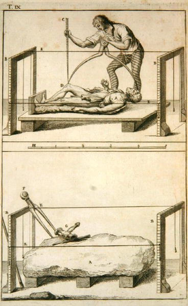 A sculptor measuring a model for a block of stone, from the 