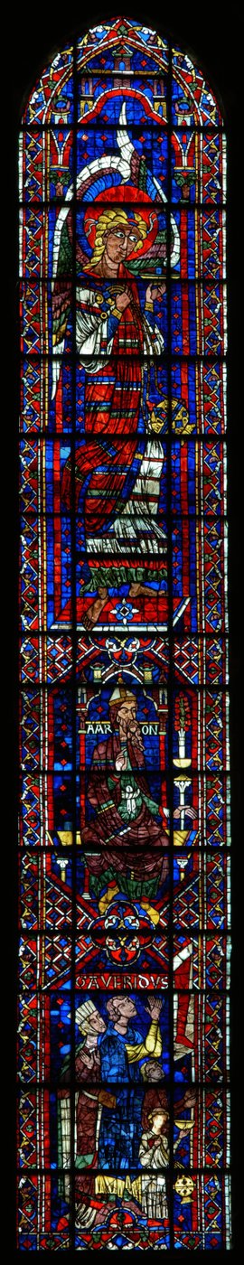 A seraphim, Aaron and the donor and family by French School