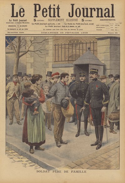 A soldier and head of his family by French School