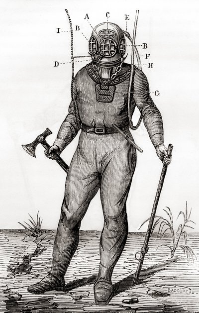 A Standard Diving Suit Patented by Joseph-Martin Cabirol in 1855, from 