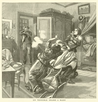 A Terrible Murder in Blois, France (engraving) by French School