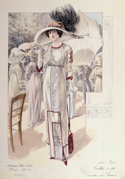 A town dress, from Les Grandes Modes de Paris by French School