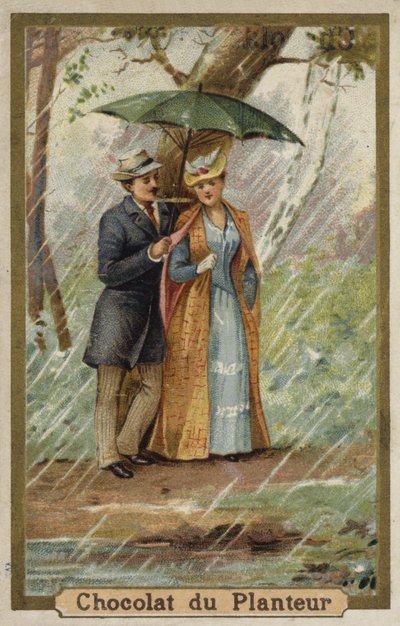 A walk on a rainy day by French School
