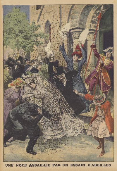A wedding assailed by a swarm of bees by French School