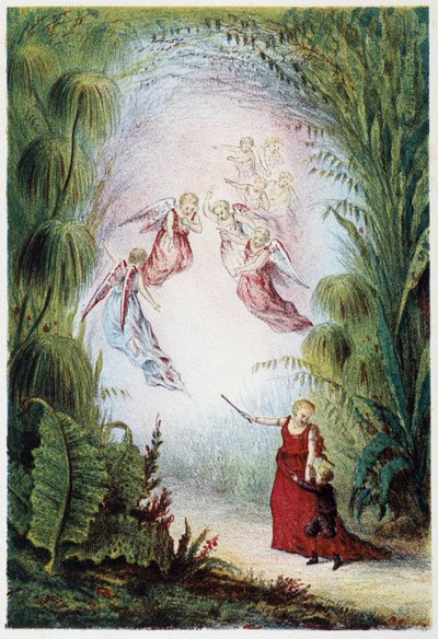 A Woman and Angels Showing Way to a Boy - in “Journey to the Bottom of the Sea” by H. de la Blanchère. Paris, ed. Jouvet et Cie, sd. 1880 by French School