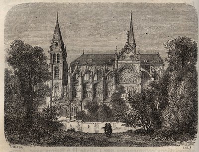 Abbey Saint-Victor of Paris, founded in the 12th century - engraving in 