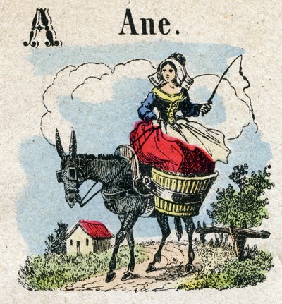 Abecedary. Letter A like Donkey. Small Encyclopedic Alphabet, Popular Series. Epinal Imaging, late 19th century by French School