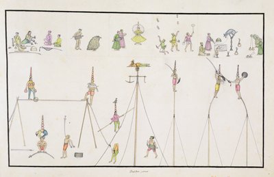 Acrobats, Jugglers, Impersonators, Entertainers from The Gentil Album, Published in 1774 by French School