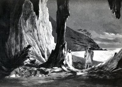 Act II, Scene 3 of Pelleas et Melisande by Debussy (from a photograph of the first production in April, 1902 of the opera at the Opera-Comique in Paris, illustration in Theatre magazine, June, 1902) by French School