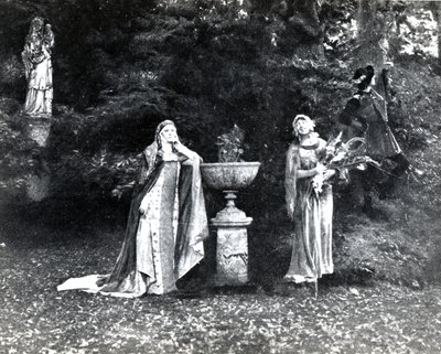 Act I, Scene 3 of Pelleas et Melisande by Debussy (from a photograph of the first production in April, 1902 of the opera at the Opera-Comique in Paris, illustration in Theatre magazine, June, 1902) by French School