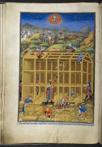 The building of Noah’s Ark, from the Book of Hours (The Bedford Hours) by French School