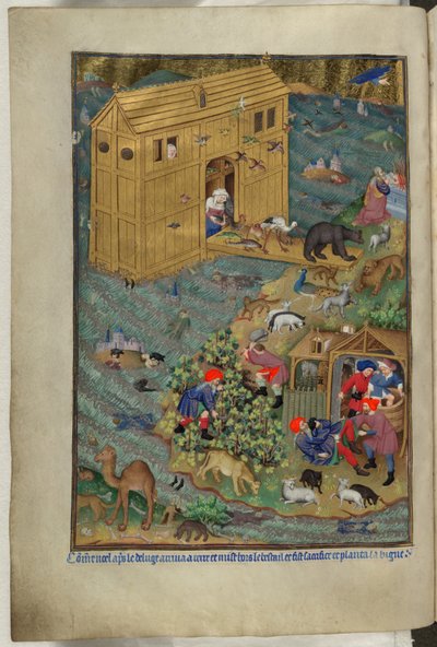 The exit from the Ark, from Book of Hours (The Bedford Hours) by French School