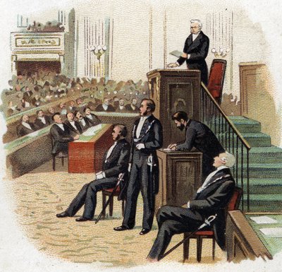Adolphe Thiers (1797-1877), President of the Republic at the Podium of the National Assembly in 1872 by French School