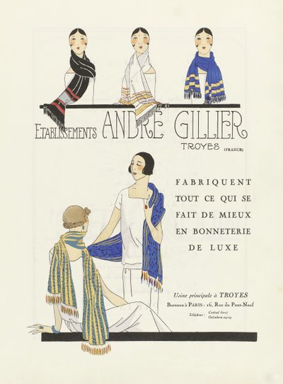 Advertisement for Etablissements Andre Gillier, published 1920s by French School