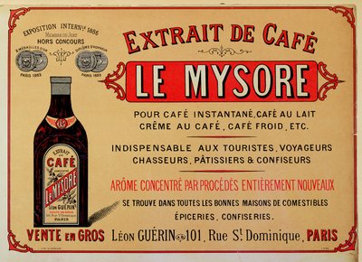Advertisement for Le Mysore coffee extract by French School