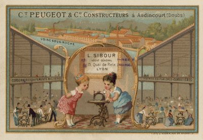 Advertisement for Peugeot sewing machines by French School