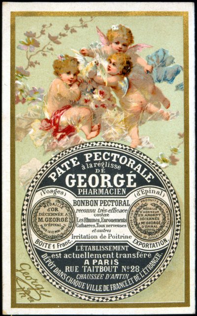 Advertising card for the Pectoral Paste with Licorice by Georgé Pharmacien. 19th century by French School