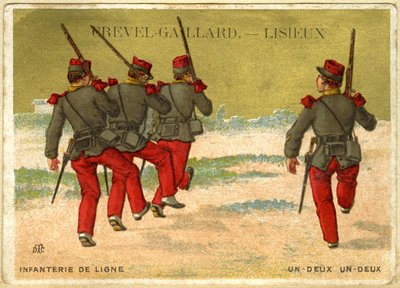 Advertising Chromolithography of Grevel-Gaillard, Lisieux, Online Infantry, One Two, One Two by French School