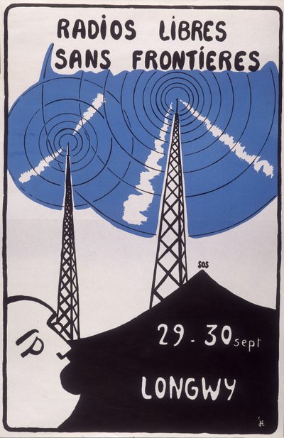 Advertising for free radio stations without borders in Longwy by French School