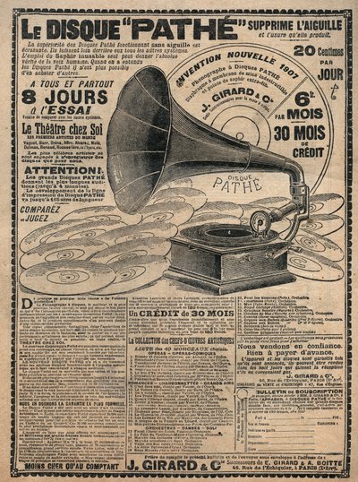 Advertising for phonographs Pathe 1907 by French School