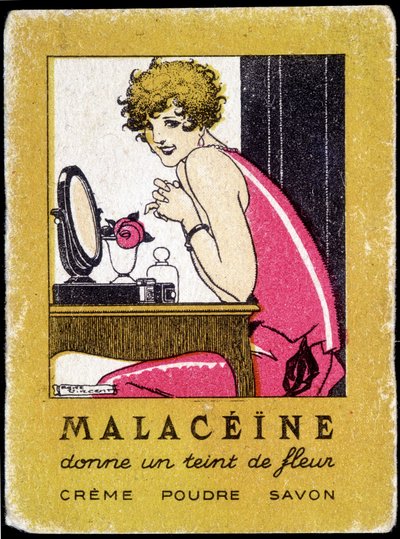 Advertising postcard for Malacéine beauty products, circa 1920 by French School