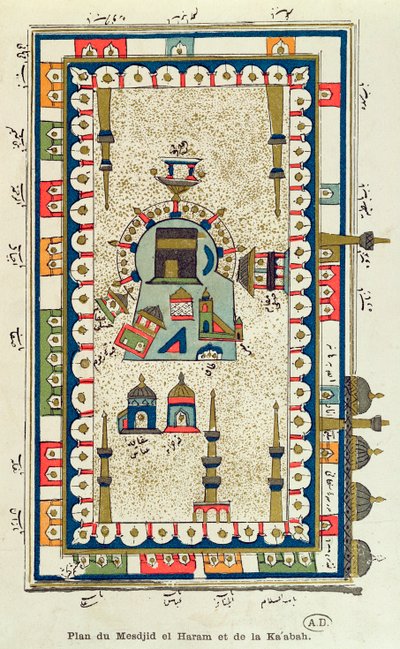 Aerial Plan of the Masjid-el-Haram and the Kaabah, Mecca by French School