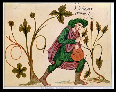 Aesculapius discovering betony, facsimile of a manuscript by Antonius Musa by French School