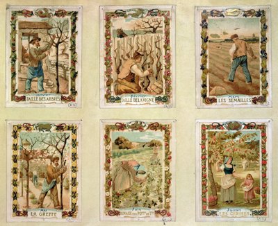 Agricultural calendar depicting the various seasons of farming by French School
