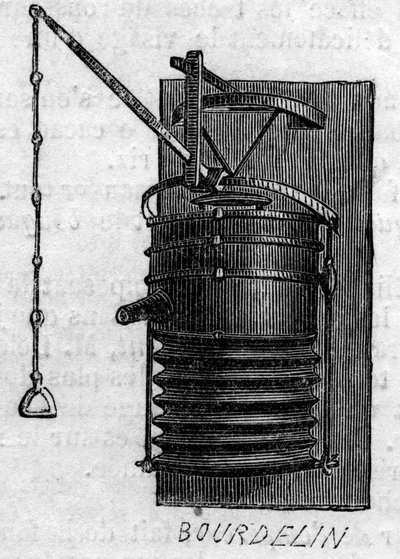 Agricultural machine: a forge bellows presented at the Paris agricultural competition in 1860. Engraving in Le Monde Illustré n°172 of 28 July 1860. by French School