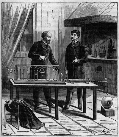 Air analysis equipment used by French chemists Dumas and Boussingault in the mid-19th century to determine the relative proportions of the gases in air - Analyse de l