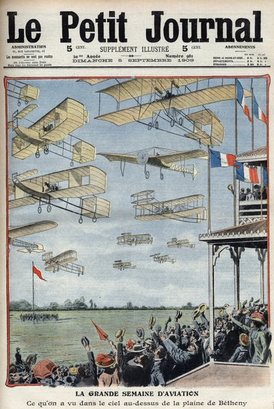 Airshow held at Betheny, France, illustration from French newspaper Le Petit Journal, 5 September 1909 by French School