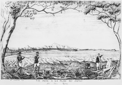 Album of the Isle of Pines, view taken from the Pines beach, 1877 by French School